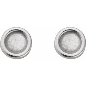14K White Gold 2.5 mm Round Rose-Cut Bezel-Set Stud Earring – image 2