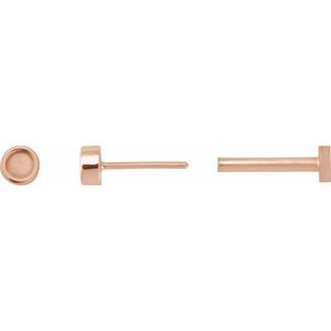 14K Rose Gold 2.5 mm Round Rose-Cut Bezel-Set Stud Earring – image 3