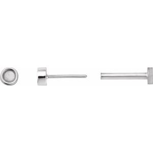 14K White Gold 2.5 mm Round Rose-Cut Bezel-Set Stud Earring – image 3
