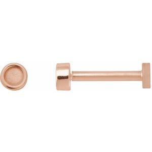 14K Rose Gold 2.5 mm Round Rose-Cut Bezel-Set Stud Earring