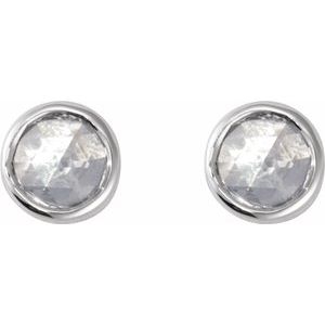 14K White Gold .04 CT Rose-Cut Natural Diamond Stud Earring – image 2