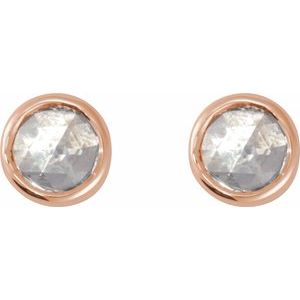 14K Rose Gold .04 CT Rose-Cut Natural Diamond Stud Earring – image 2