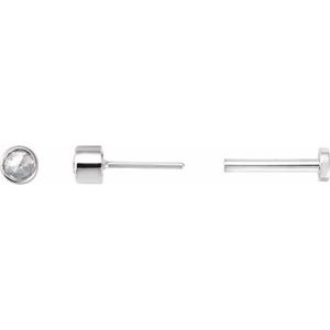 14K White Gold .04 CT Rose-Cut Natural Diamond Stud Earring – image 3