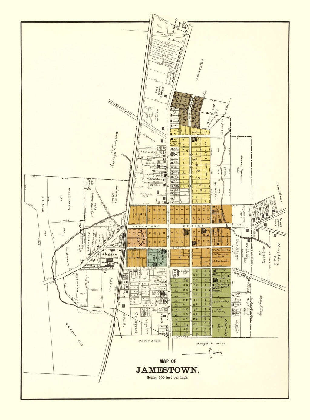 Vintage Map of Jamestown, Ohio 1896