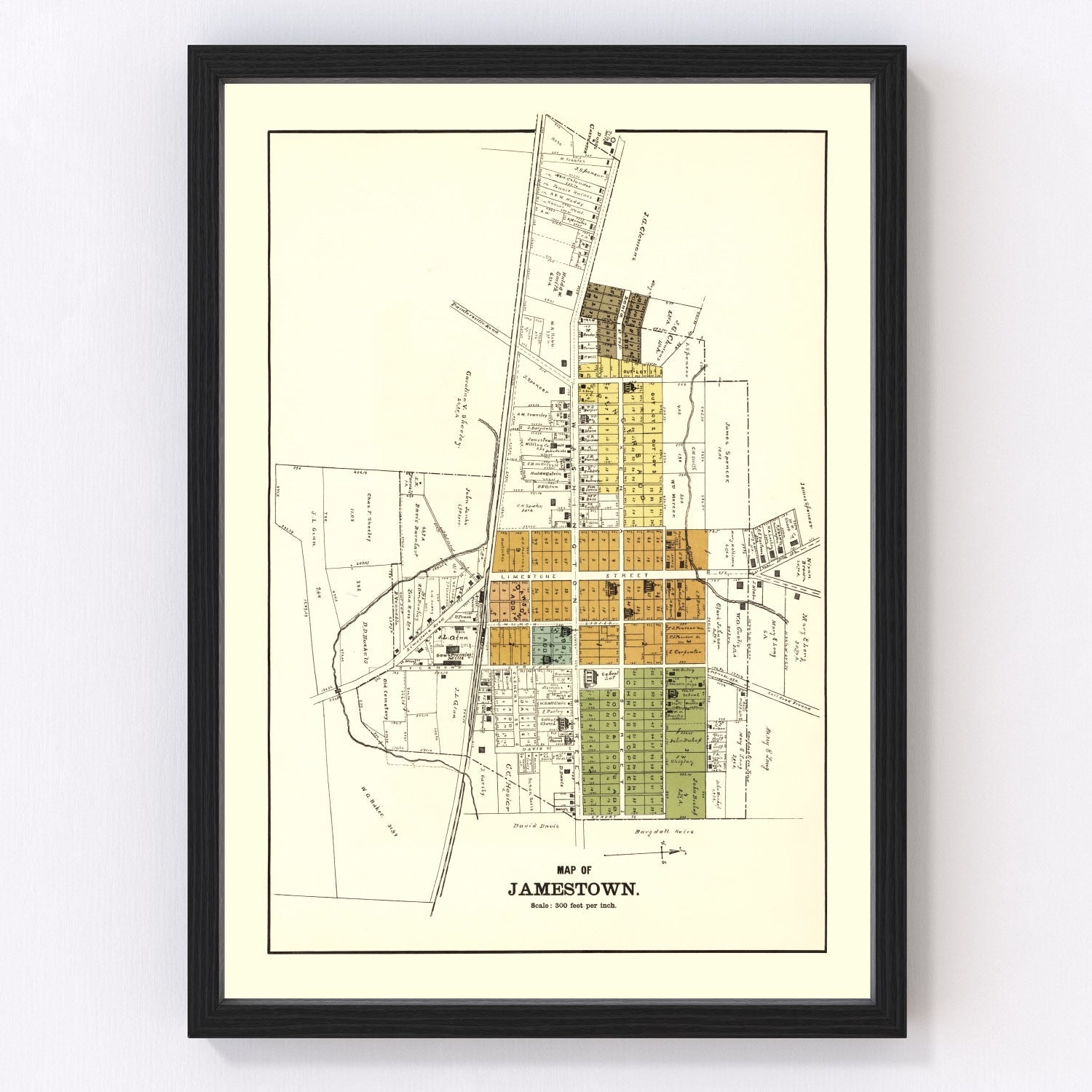Vintage Map of Jamestown, Ohio 1896