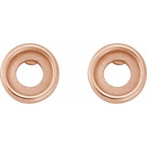 14K Rose Gold 4 mm Round Rose-Cut Bezel-Set Stud Earring – image 2