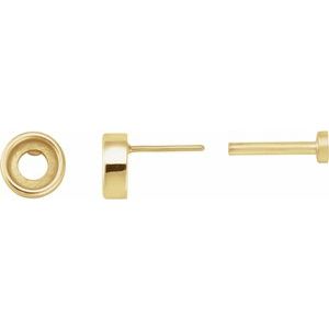 14K Yellow Gold 4 mm Round Rose-Cut Bezel-Set Stud Earring – image 3