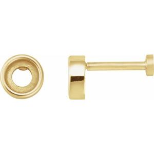 14K Yellow Gold 4 mm Round Rose-Cut Bezel-Set Stud Earring