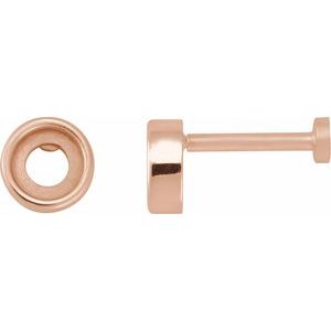 14K Rose Gold 4 mm Round Rose-Cut Bezel-Set Stud Earring