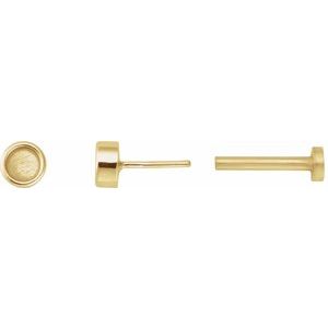14K Yellow Gold 3 mm Round Rose-Cut Bezel-Set Stud Earring – image 3