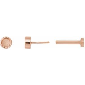 14K Rose Gold 3 mm Round Rose-Cut Bezel-Set Stud Earring – image 3