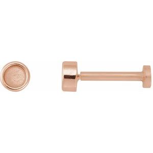 14K Rose Gold 3 mm Round Rose-Cut Bezel-Set Stud Earring
