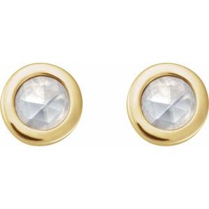 14K Yellow Gold .06 CT Rose-Cut Natural Diamond Stud Earring – image 2