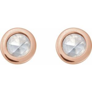 14K Rose Gold .06 CT Rose-Cut Natural Diamond Stud Earring – image 2