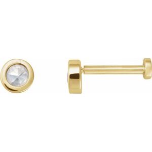 14K Yellow Gold .06 CT Rose-Cut Natural Diamond Stud Earring