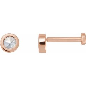 14K Rose Gold .06 CT Rose-Cut Natural Diamond Stud Earring
