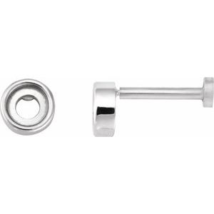 14K White Gold 3.5 mm Round Rose-Cut Bezel-Set Stud Earring