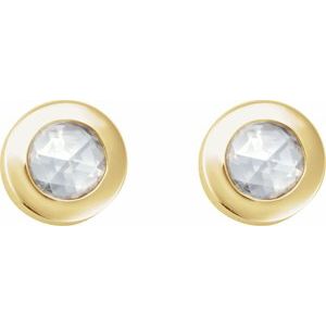14K Yellow Gold 1/10 CT Rose-Cut Natural Diamond Stud Earring