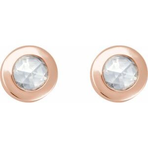 14K Rose Gold 1/10 CT Rose-Cut Natural Diamond Stud Earring – image 2