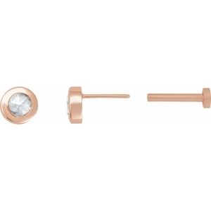 14K Rose Gold 1/10 CT Rose-Cut Natural Diamond Stud Earring – image 3