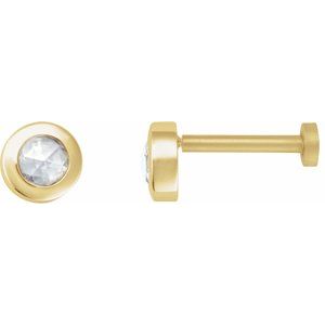 14K Yellow Gold 1/10 CT Rose-Cut Natural Diamond Stud Earring
