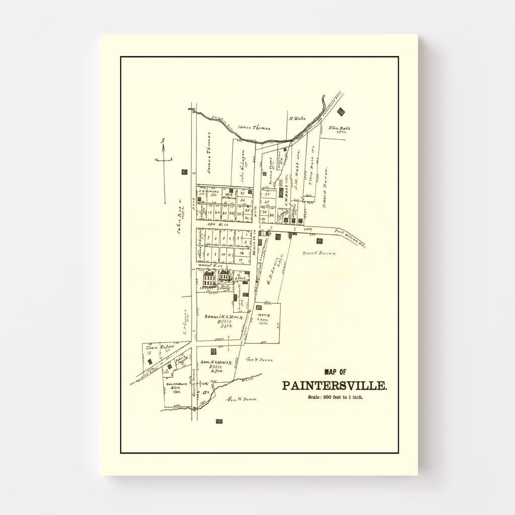 Vintage Map of Paintersville, Ohio 1896