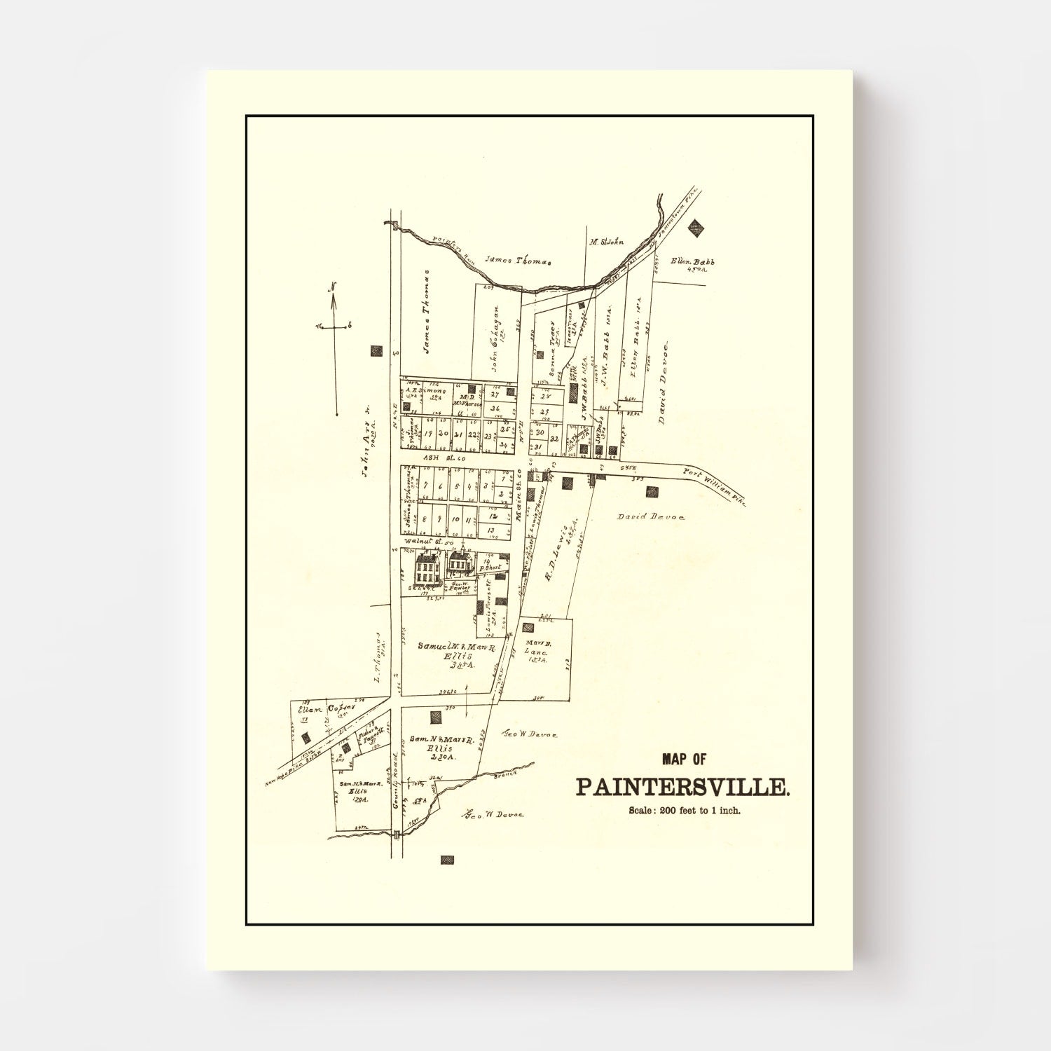 Vintage Map of Paintersville, Ohio 1896