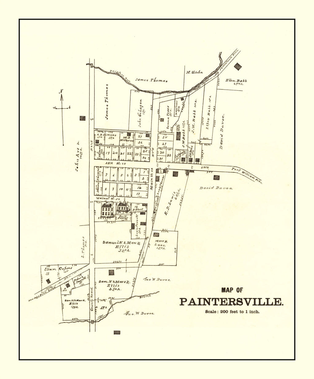 Vintage Map of Paintersville, Ohio 1896