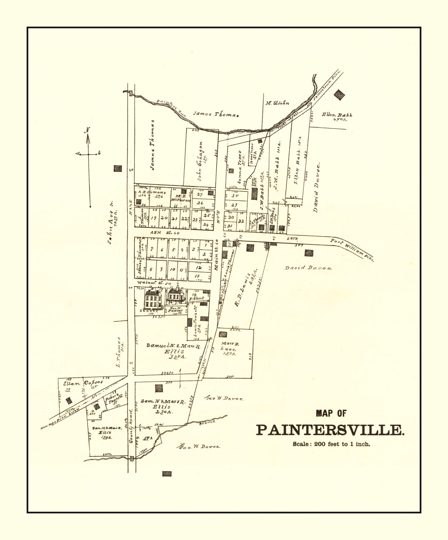 Vintage Map of Paintersville, Ohio 1896