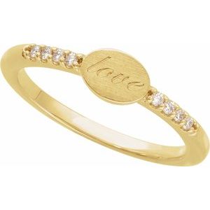 14K Yellow Gold .07 CTW Natural Diamond Engravable Signet Ring