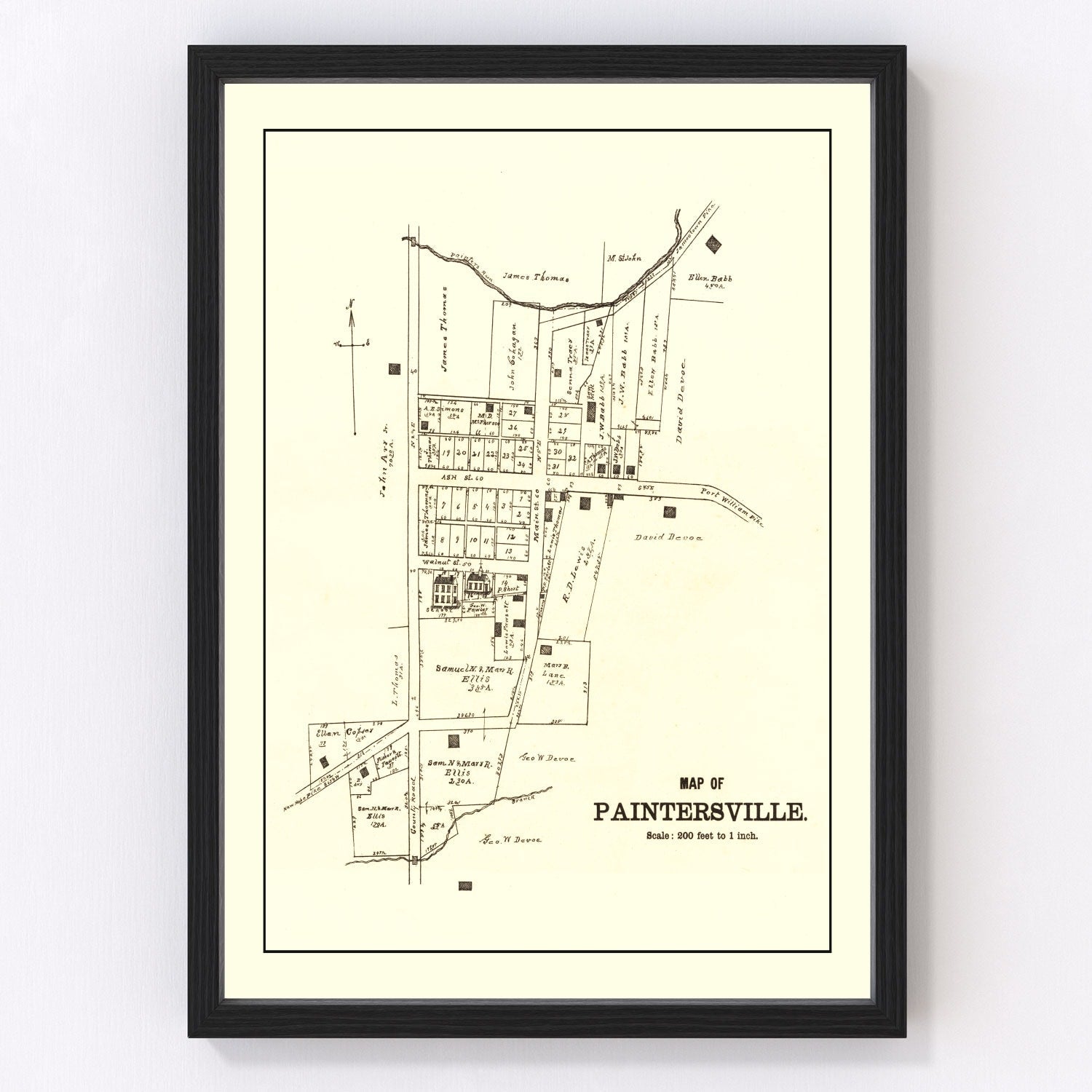 Vintage Map of Paintersville, Ohio 1896