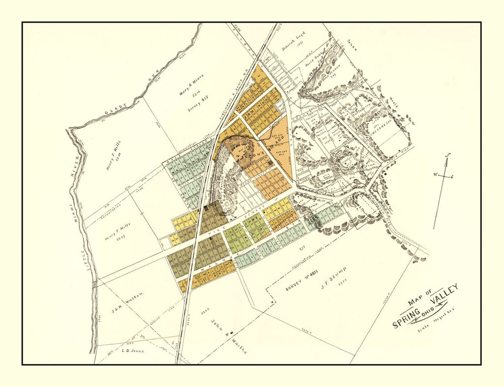 Vintage Map of Spring Valley, Ohio 1896