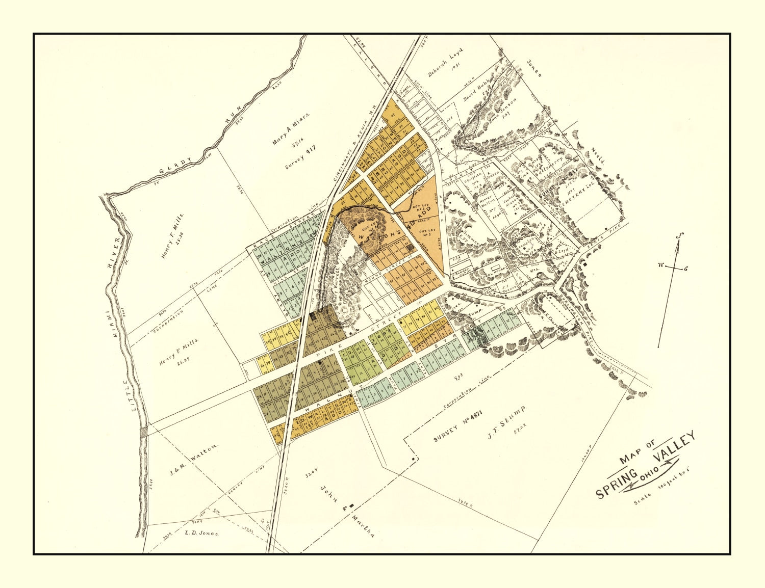 Vintage Map of Spring Valley, Ohio 1896