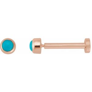 14K Rose Gold Cabochon Natural Turquoise Stud Earring