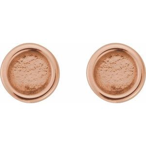 14K Rose Gold 2 mm Round Rose-Cut Bezel-Set Stud Earring – image 2
