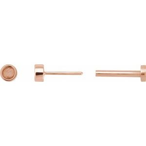 14K Rose Gold 2 mm Round Rose-Cut Bezel-Set Stud Earring – image 3