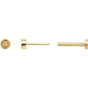 14K Yellow Gold 2 mm Round Rose-Cut Bezel-Set Stud Earring – image 3
