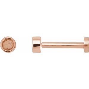 14K Rose Gold 2 mm Round Rose-Cut Bezel-Set Stud Earring