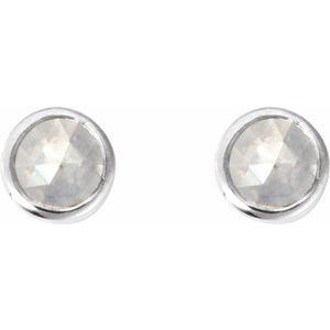 14K White Gold .03 CT Rose-Cut Natural Diamond Stud Earring – image 2