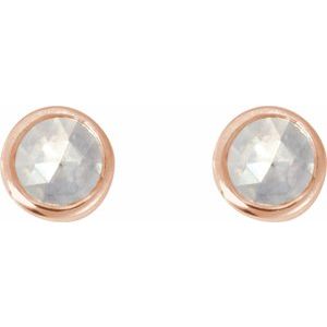 14K Rose Gold .03 CT Rose-Cut Natural Diamond Stud Earring