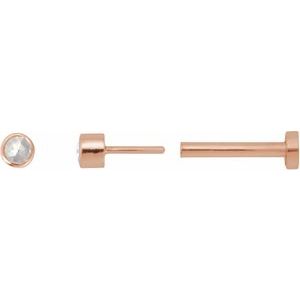 14K Rose Gold .03 CT Rose-Cut Natural Diamond Stud Earring
