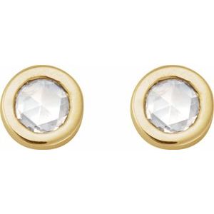 14K Yellow Gold 1/8 CT Rose-Cut Natural Diamond Stud Earring – image 2