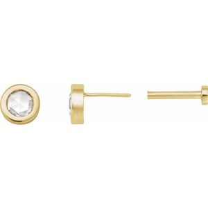 14K Yellow Gold 1/8 CT Rose-Cut Natural Diamond Stud Earring – image 3