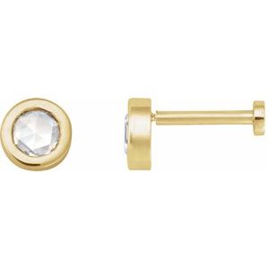 14K Yellow Gold 1/8 CT Rose-Cut Natural Diamond Stud Earring