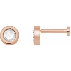 14K Rose Gold 1/8 CT Rose-Cut Natural Diamond Stud Earring
