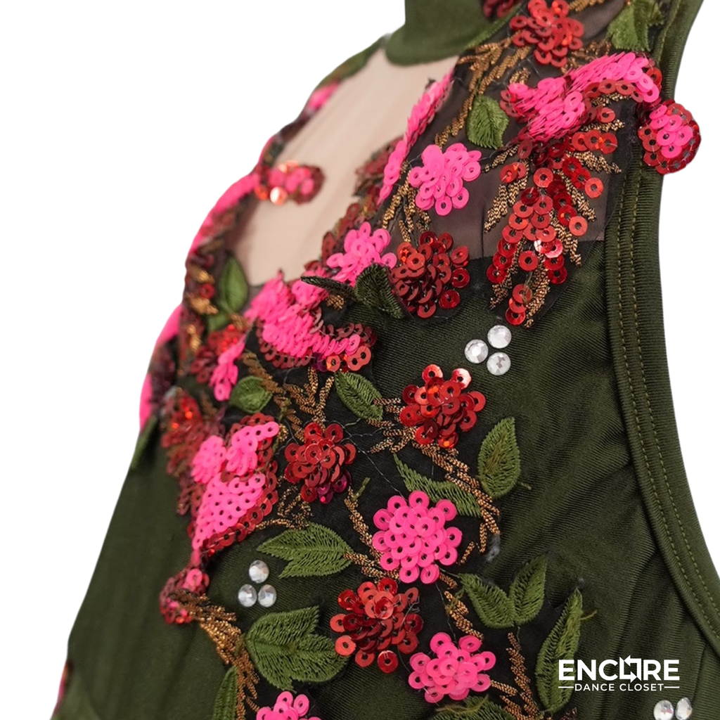 Olive Green and Pink Floral Lyrical