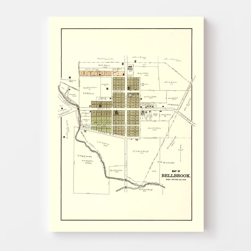 Vintage Map of Bellbrook, Ohio 1896