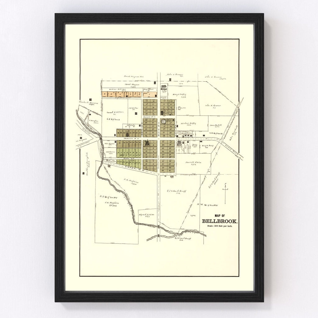 Vintage Map of Bellbrook, Ohio 1896