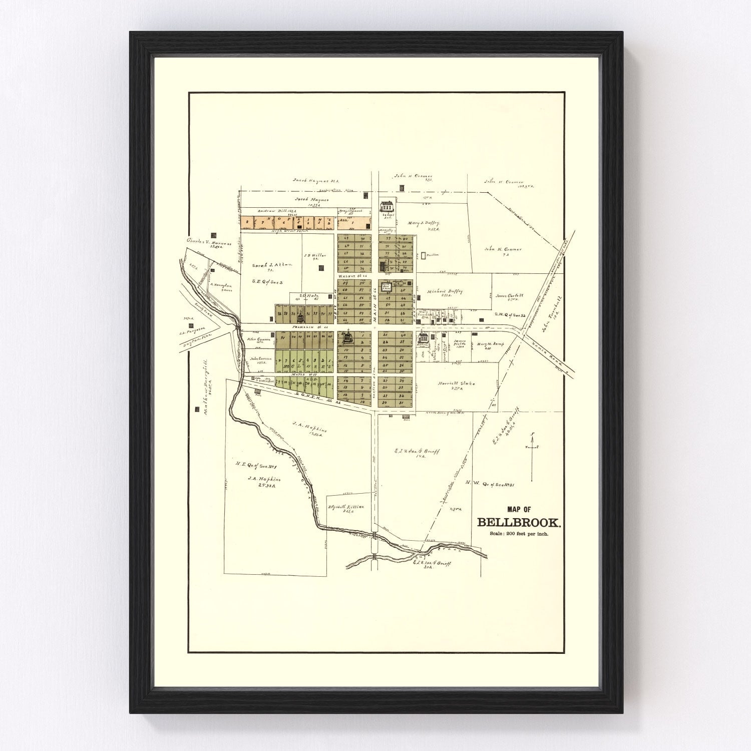 Vintage Map of Bellbrook, Ohio 1896
