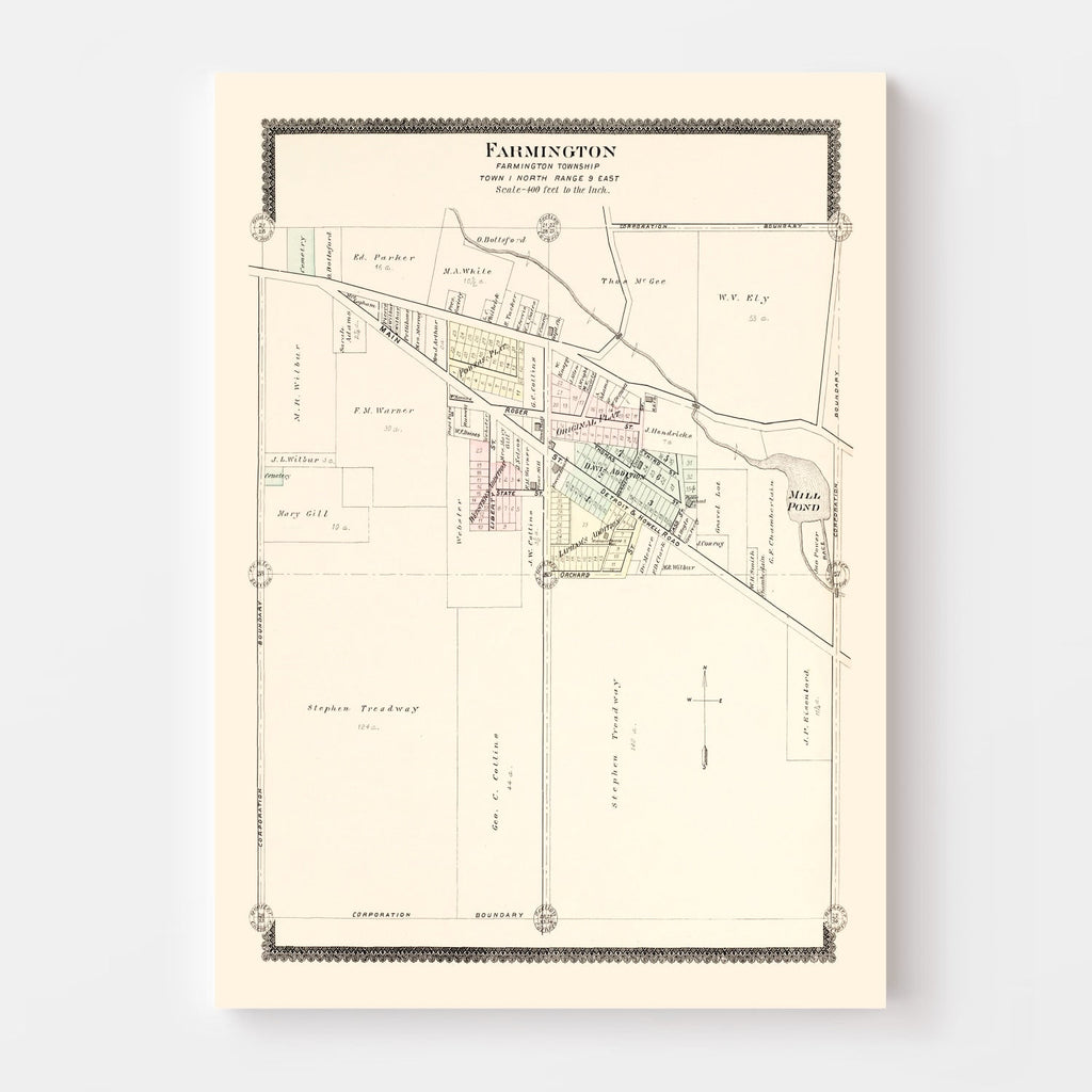 Vintage Map of Farmington, Michigan 1896